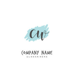 Handwritten initial letter C W CW for identity and logo. Vector logo template with handwriting and signature style.