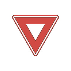 Yield Triangle Sign - Road traffic coordination symbol on white background vector illustration