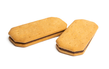 double square cookies with chocolate isolated