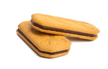 double square cookies with chocolate isolated