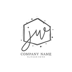 Fototapeta na wymiar Handwritten initial letter J W JW for identity and logo. Vector logo template with handwriting and signature style.