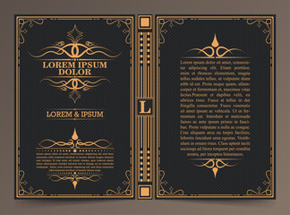 Vintage book layouts and design - covers and pages, classical rich frames, dividers, corners, borders, luxury ornaments and decorations, beautiful pages templates for creative design.