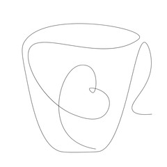 Cup of tea love heart drawing vector illustration