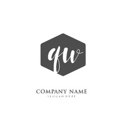 Handwritten initial letter Q W QW for identity and logo. Vector logo template with handwriting and signature style.