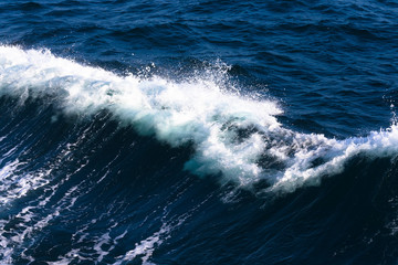White crest of a sea wave. Selective focus. Shallow depth of field