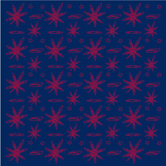 Seamless pattern with cannabis leaves. Doodle style vector illustration. Great for backgrounds, fabrics, wrapping paper, etc.