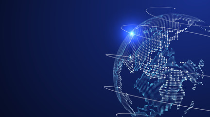 3D earth graphic symbolizing global trade, vector illustration.