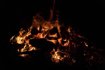 Night campfire with available space at left side.