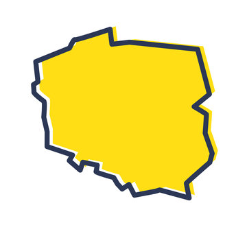 Stylized simple yellow outline map of Poland