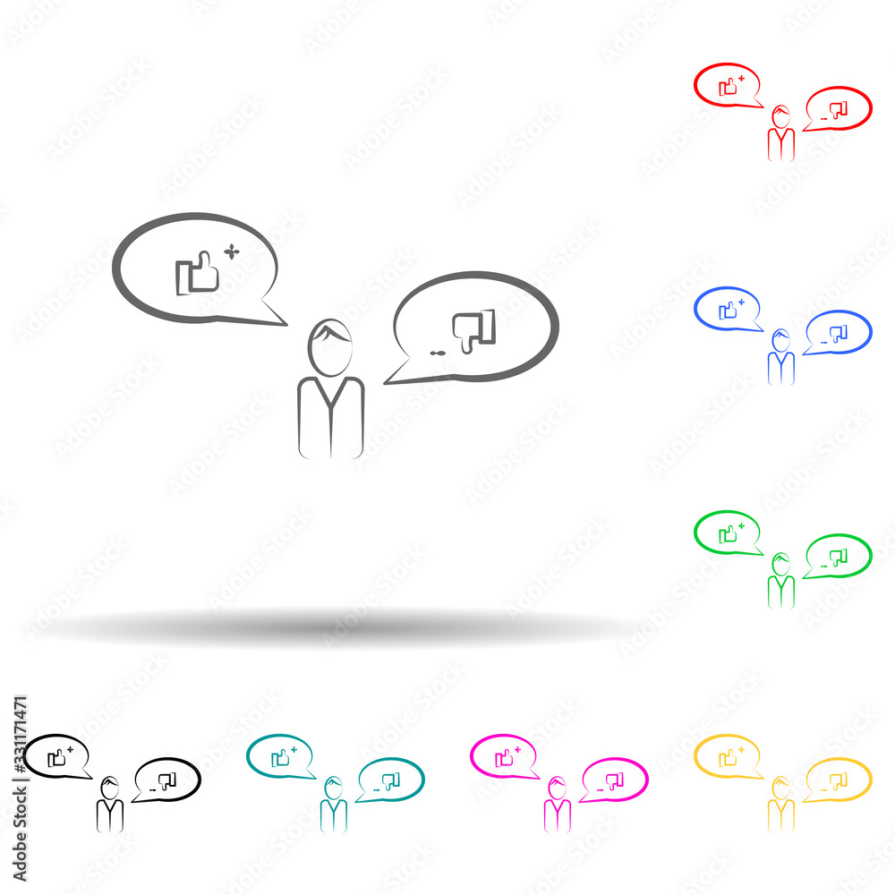 Poster customer feedback multi color set icon. simple thin line, outline vector of business and management 