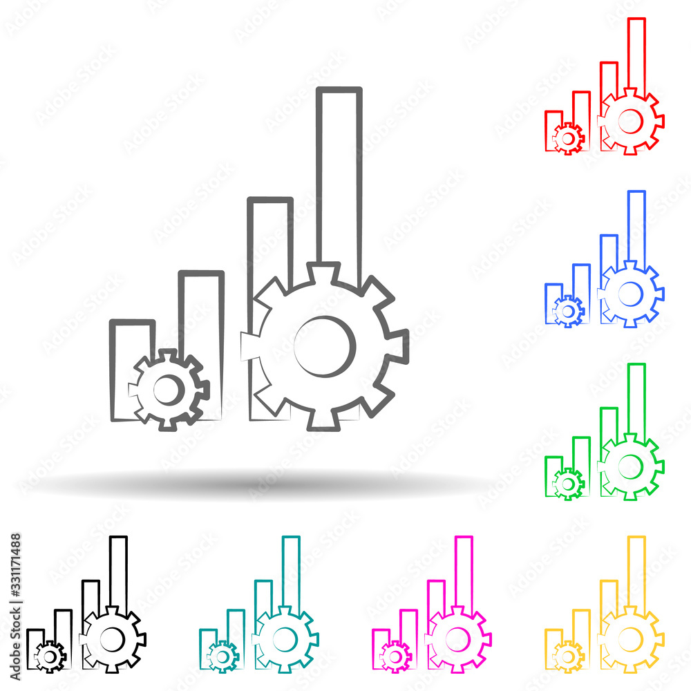 Poster growth chart settings multi color set icon. simple thin line, outline vector of business and managem