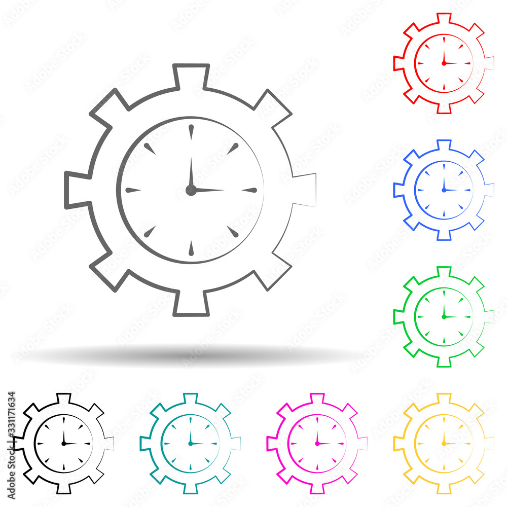Poster time management settings multi color set icon. simple thin line, outline vector of business and mana