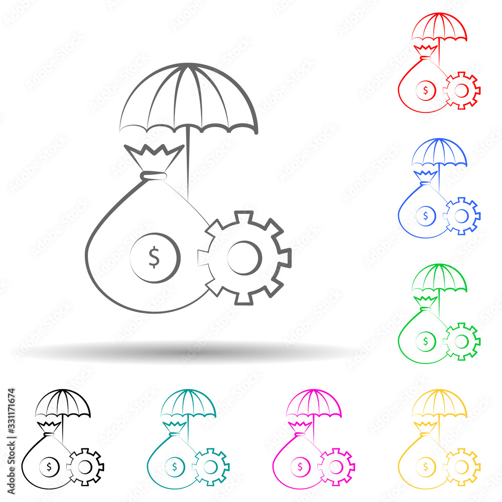 Poster financial risk management multi color set icon. simple thin line, outline vector of business and man