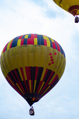 Obraz premium hot air balloon is flying at sunrise