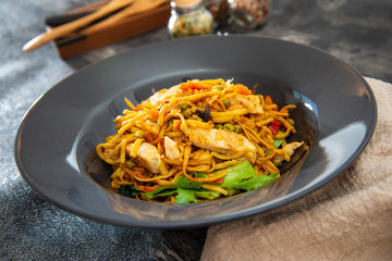 Asian Noodles with Chicken and Black Mushrooms,Coriander