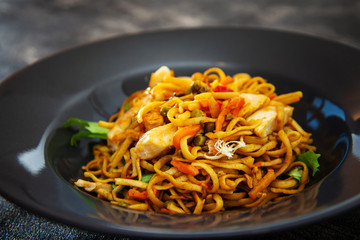 Asian Noodles with Chicken and Black Mushrooms,Coriander