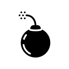 Bomb or dynamite, simple logo. Black icon on white background