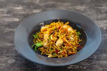 Asian Noodles with Chicken and Black Mushrooms,Coriander