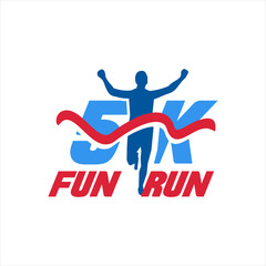 5K Run Logo Design vector Stock symbol .Running logo sport concept . running marathon Logo Design Template .