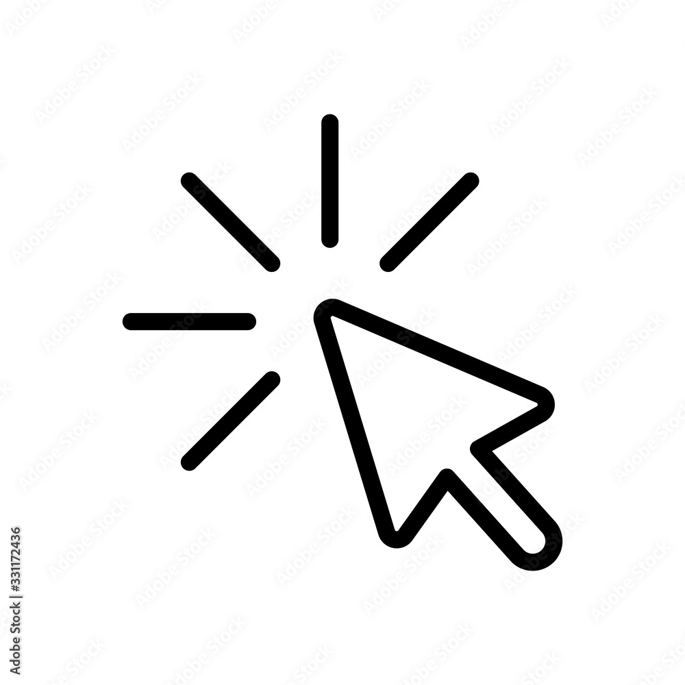 Aufkleber computer pointer, cursor or mouse arrow, click, outline design. black icon on white background