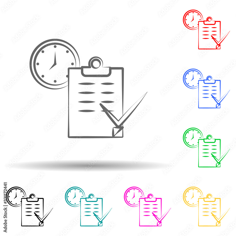 Poster business, contract hand drawn multi color set icon. simple thin line, outline vector of business ico