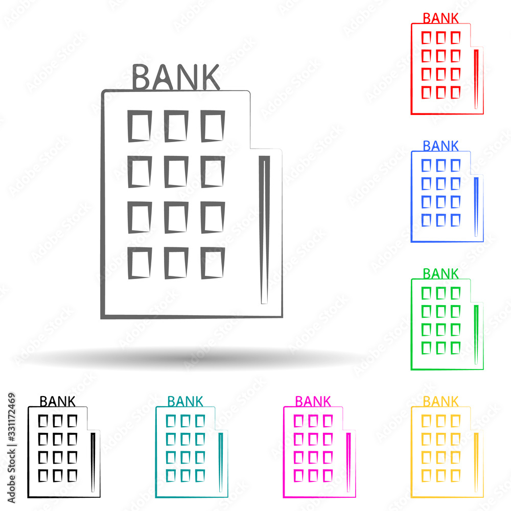 Poster bank, building hand drawn multi color set icon. simple thin line, outline vector of business icons f