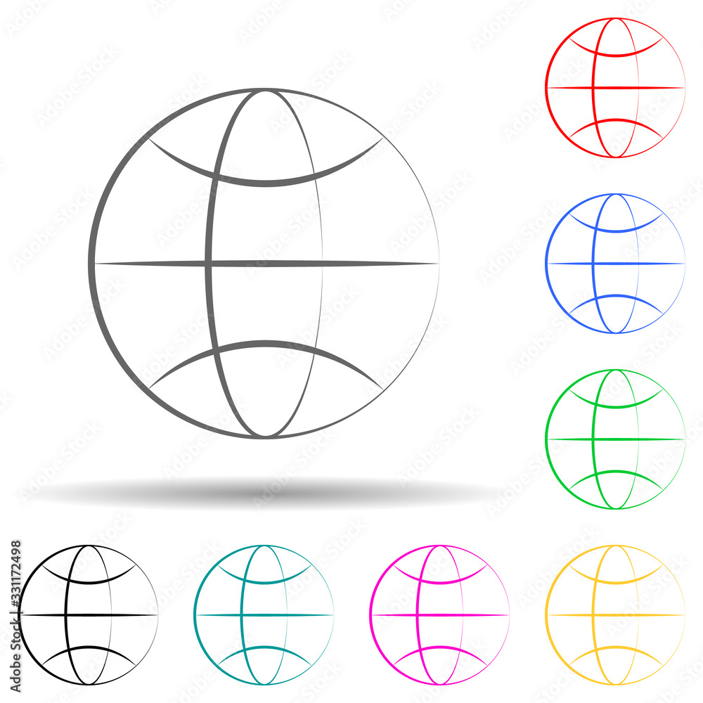 Poster world globe hand drawn multi color set icon. simple thin line, outline vector of business icons for 