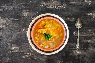 bowl of Mediterranean french fish soup Bouillabaisse