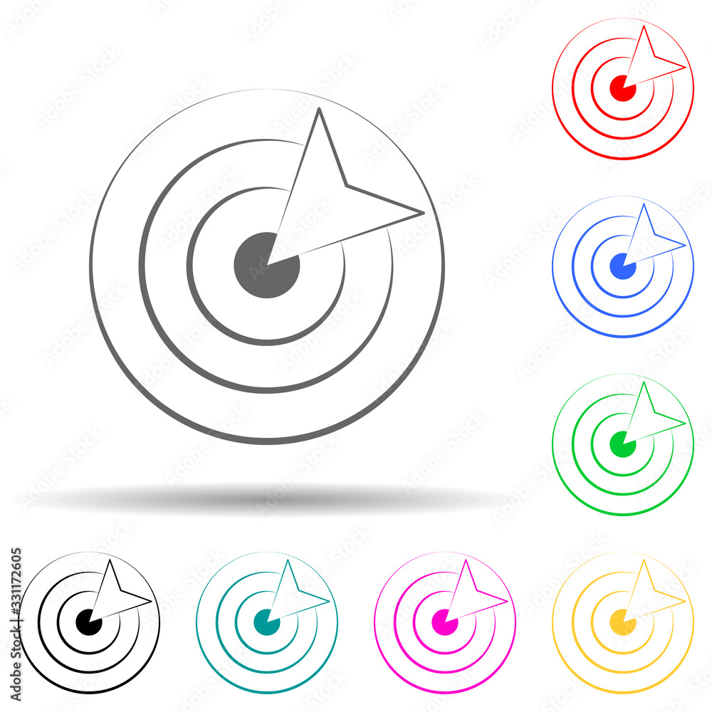 Poster arrow, bullseye, business hand drawn multi color set icon. simple thin line, outline vector of busin