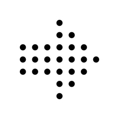 Dot arrow cursor, right direction. Black icon on white background