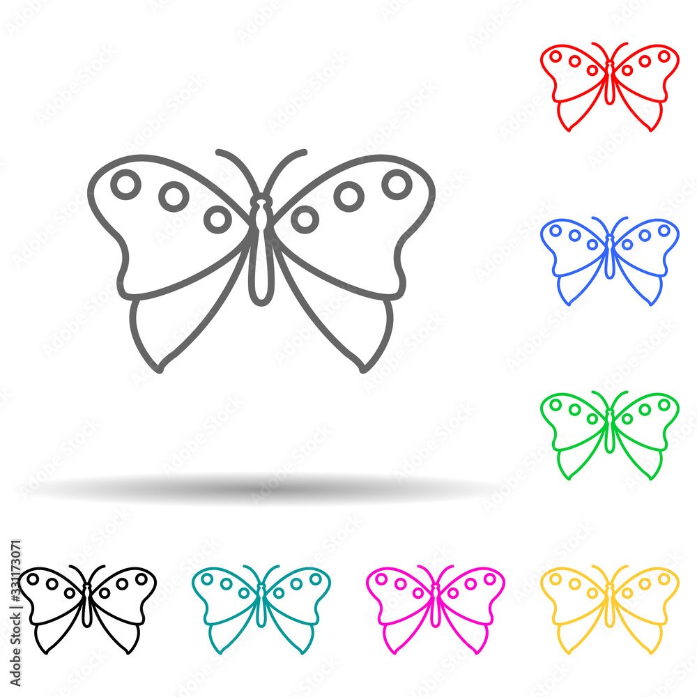 Poster butterfly multi color set icon. simple thin line, outline vector of butterfly icons for ui and ux, w