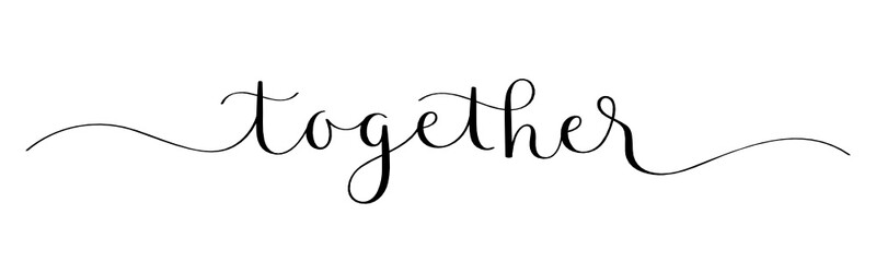 TOGETHER black vector brush calligraphy banner with swashes