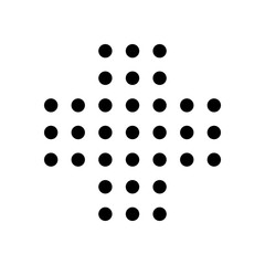 Digital dotted plus, positive or medical symbol. Black icon on white background