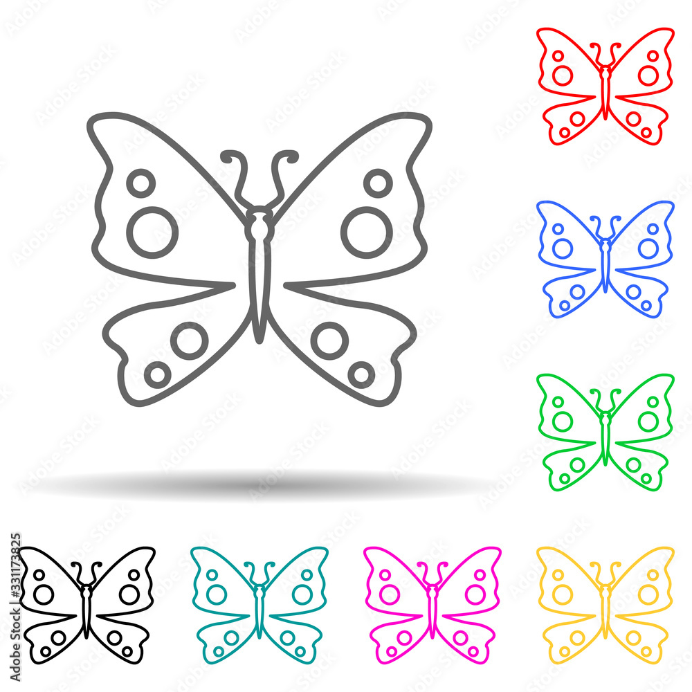 Poster butterfly multi color set icon. simple thin line, outline vector of butterfly icons for ui and ux, w