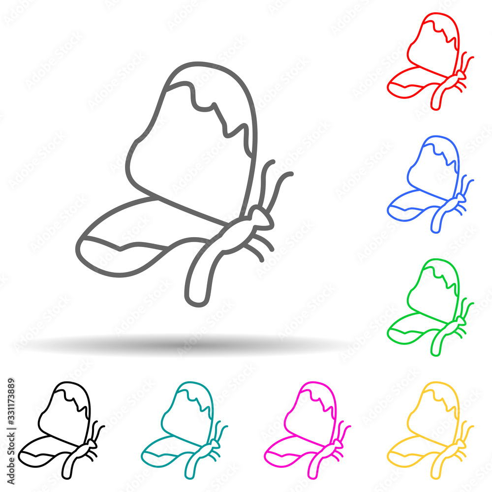 Poster butterfly multi color set icon. simple thin line, outline vector of butterfly icons for ui and ux, w