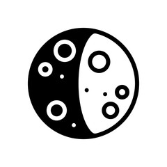 Simple moon, astronomy logo. Black icon on white background