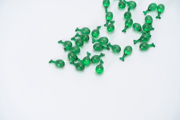 Green fragrant beads with all kinds of fragrance in the white background can make the air fresh and...
