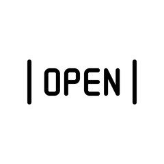 Open tag or label for shop, outline design. Black icon on white background