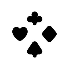 Playing card suits, poker club. Black icon on white background