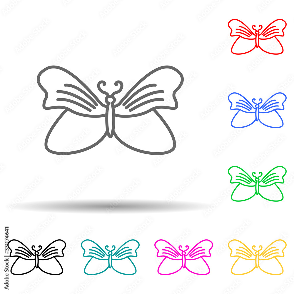 Poster butterfly multi color set icon. simple thin line, outline vector of butterfly icons for ui and ux, w