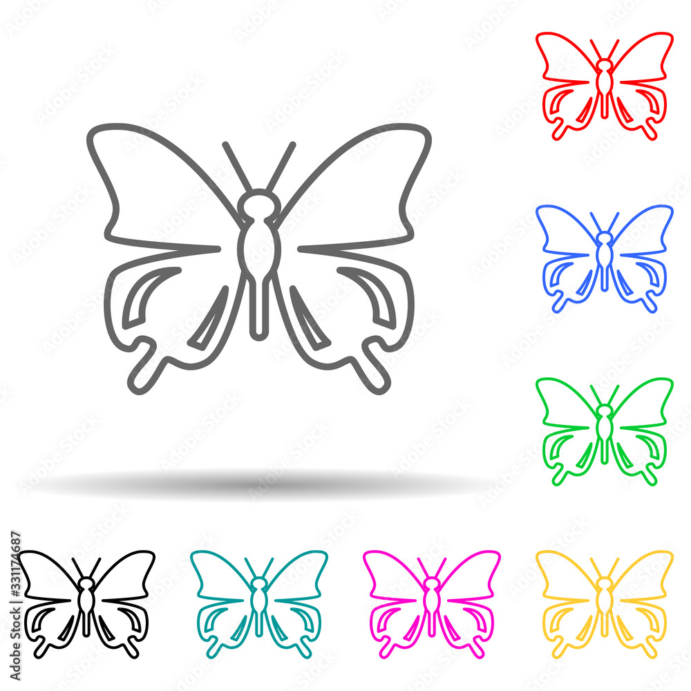 Poster butterfly multi color set icon. simple thin line, outline vector of butterfly icons for ui and ux, w