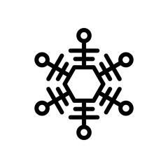 Obraz premium Simpe shape of snowflake, outline design. Black icon on white background