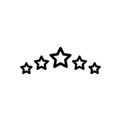 5 stars rating, top service, outline design. Black icon on white background