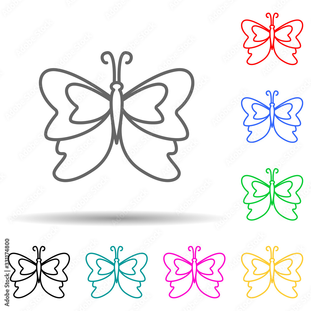 Poster butterfly multi color set icon. simple thin line, outline vector of butterfly icons for ui and ux, w