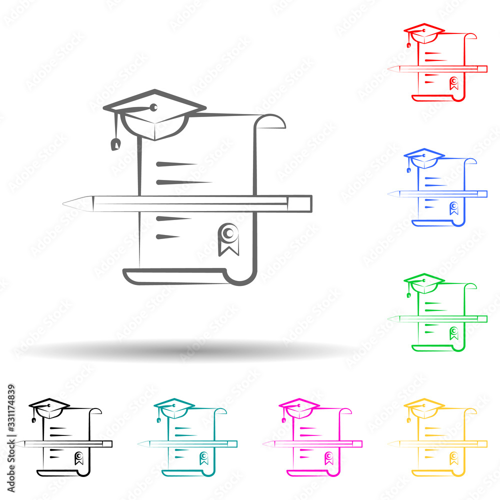 Poster certificate multi color set icon. simple thin line, outline vector of education icons for ui and ux,