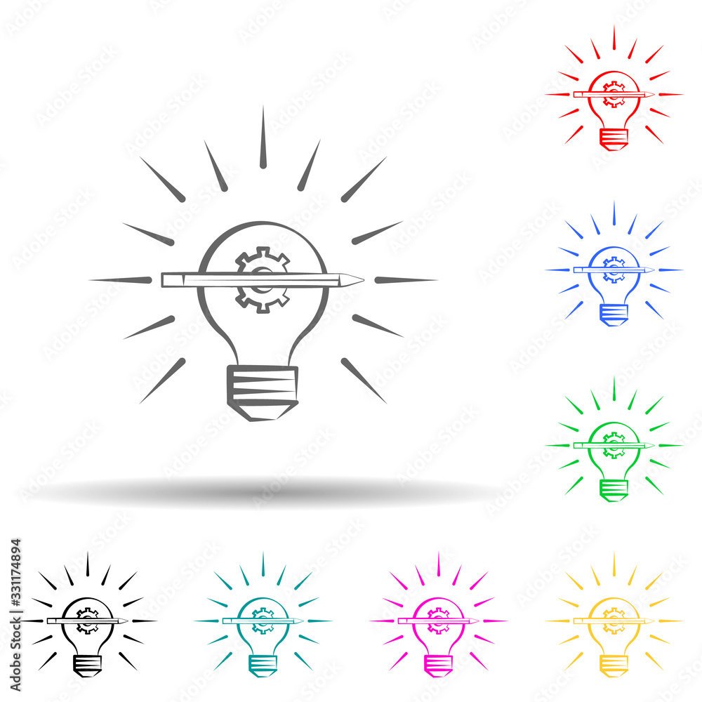 Poster creative process multi color set icon. simple thin line, outline vector of education icons for ui an