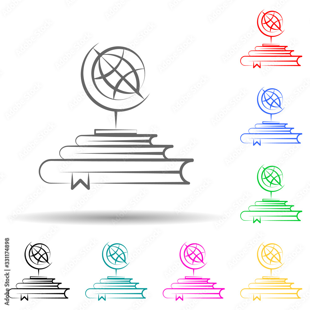Poster discover multi color set icon. simple thin line, outline vector of education icons for ui and ux, we