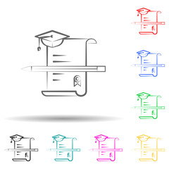 Certificate multi color set icon. Simple thin line, outline vector of education icons for ui and ux, website or mobile application