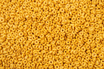 Corn-flakes background and texture. Top view.