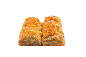 Delicious sweet baklava isolated on white background.